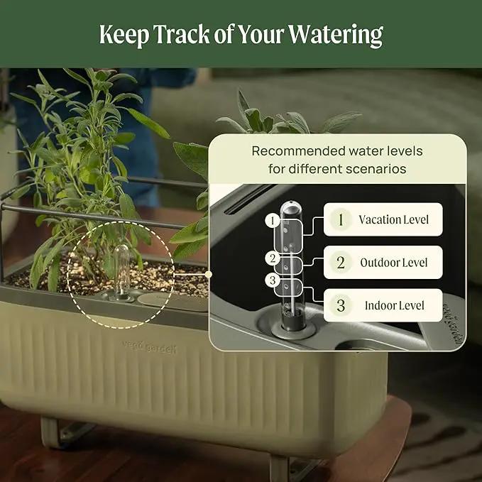Vego Garden 2 Pack Herb Indoor Planter Box, Self Watering Pots with Trellis for Kitchen Window Sill or Countertop Plants Cage - Cream White by GreenHaven Gardens