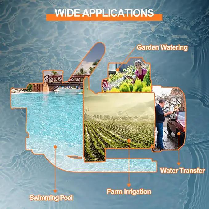 1.6 HP Portable Water Transfer Pump 1800 GPH Shallow Well Pump Garden Booster Sprinkler Pumps for Irrigation Lawn Farm Water Removal with Adapters, Orange by GreenHaven Gardens