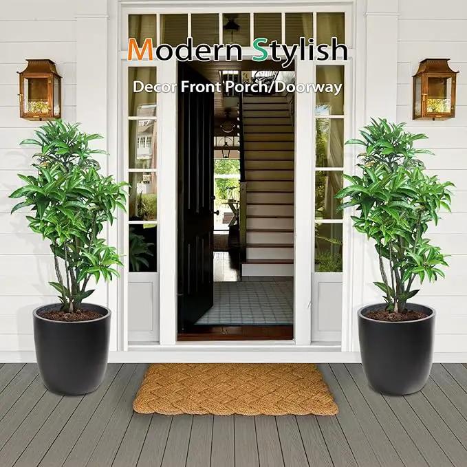 Concrete Planter Outdoor Indoor, Large Cement Plant Pots for Trees Flowers (Black, 18 inch) by GreenHaven Gardens