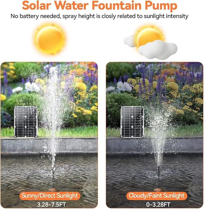 POPOSOAP 20W Solar Water Pump, Solar Powered Water Pump Outdoor with 320GPH Solar Pump, 7 Sprayers, 16.4ft Cable, 6.6ft Tubing for Outdoor Pond, Fish Tank and Garden Water Features by GreenHaven Gardens