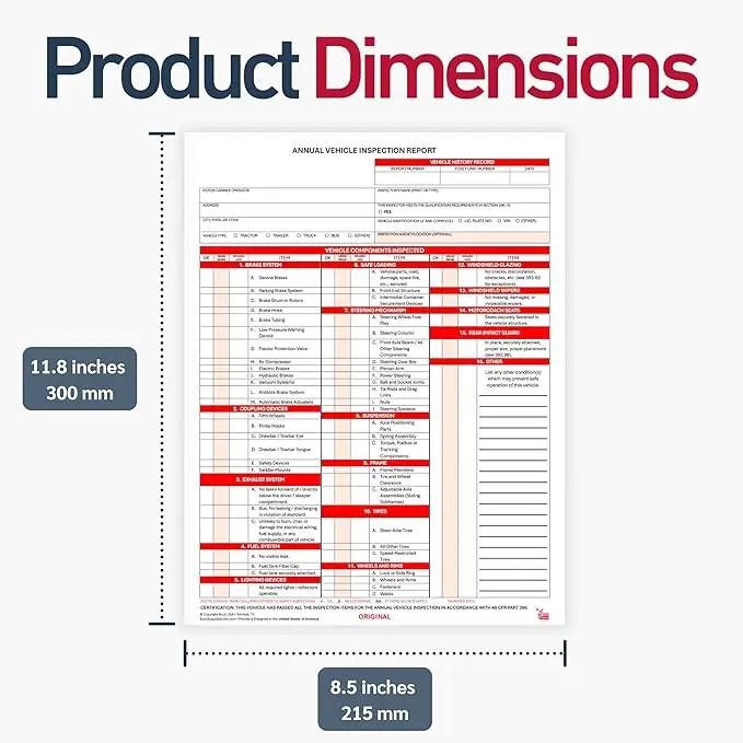 5 Pack 3-Ply Carbonless Annual Vehicle Inspection Report Forms with FMCSA 2-Ply Mylar Laminate Adhesive Vinyl Labels, DOT Inspection Forms and Stickers, Shrink-Wrapped, 8.5" x 11.75" - Made in USA by GreenHaven Gardens