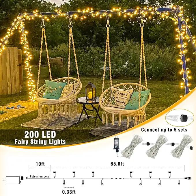66ft 200 LED String Lights Indoor Clear Wire, 8 Modes Warm White Christmas String Lights Plug in Fairy Lights for Bedroom, Waterproof Twinkle Light for Classroom Tree Holiday Christmas Decorations by GreenHaven Gardens