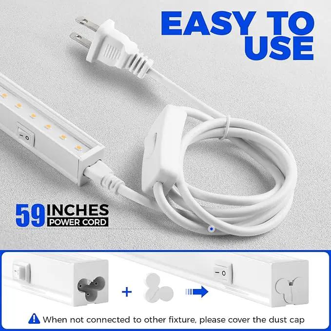 Barrina Grow Light for Indoor Plants, Full Spectrum Sunlight, 1ft Grow Lamp, LED Grow Light Bulbs, T5 Grow Light Strip, Plug and Play, Pinkish White, 4-Pack by GreenHaven Gardens