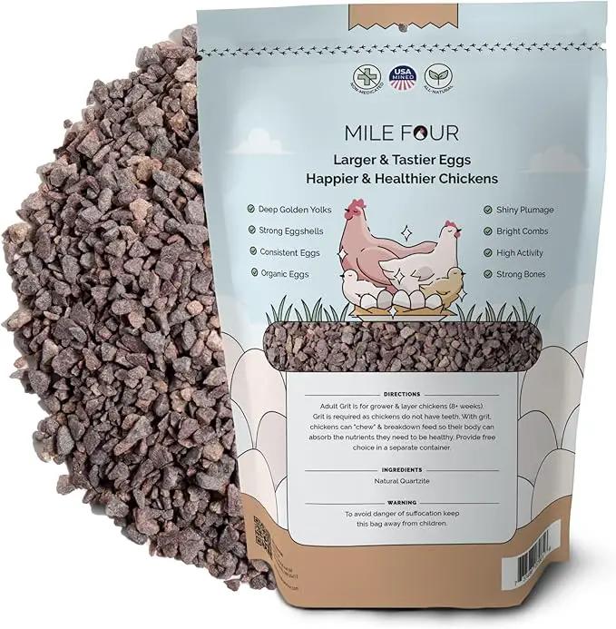 Chicken Grit for Layer & Grower Chickens Age 8-20+ Weeks - 100% Natural Mineral Chicken Grit Quartzite, Poultry Grit, USA Mined, 4 lbs by GreenHaven Gardens