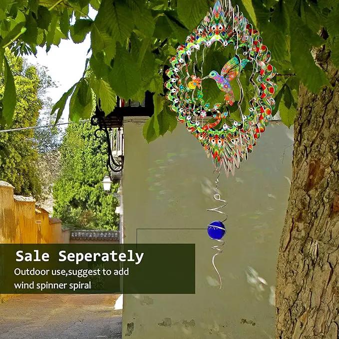Hummingbird Wind Spinner for Yard and Garden,12in 3D Wind Spinner Hummingbird Gift for Women/Mother/Father/Men,Hanging Bird Wind Catchers Kinetic Yard Art Ornaments Outdoor Wind Sculptures by GreenHaven Gardens
