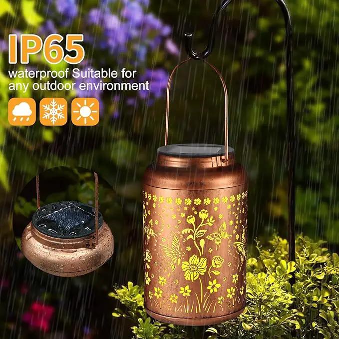 Solar Lantern Outdoor Hanging Lights Christmas Birthday Gifts for Women Mom and Grandma Butterfly Flower Metal Garden Decor Outside Waterproof LED Solar Lanterns for Patio, Yard, Pathway,Landscape by GreenHaven Gardens