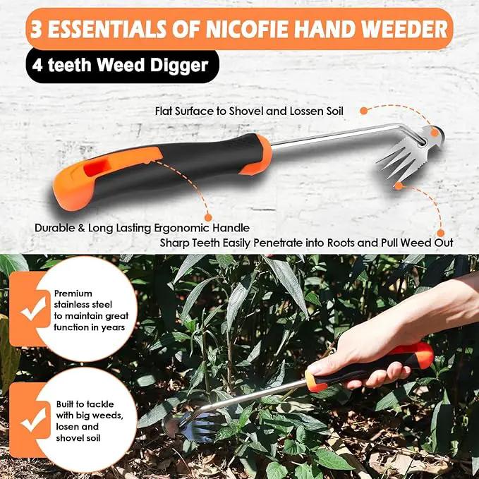 2025 Hand Weeder Tool, Rubber Handle Manual Weeder Puller Tool, Uprooting Weeding Tools, Crack Weeder Crevice, 4 Teeth Weeding Tool, Weeding Artifact Tool for Gardening (2 Pcs) by GreenHaven Gardens
