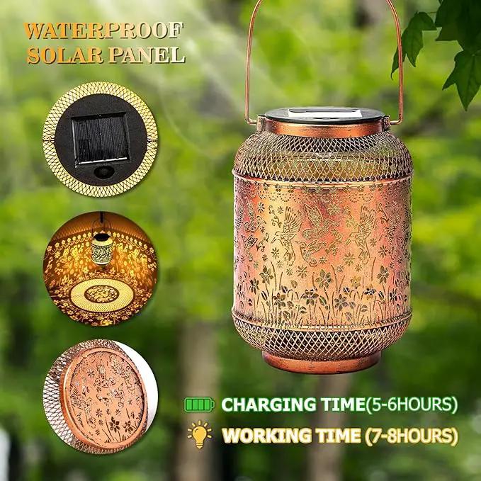 Solar Lanterns Outdoor Hummingbird Garden Decor, Metal Decor Lanterns Gardening Gifts for Women Mom Grandma, Waterproof Hanging Solar Lights for Outside, Patio, Yard, Porch, Backyard by GreenHaven Gardens