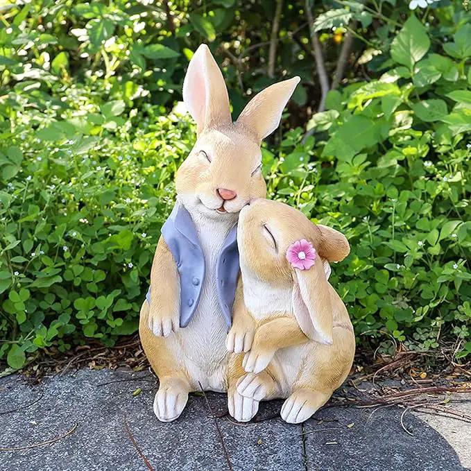 Garden Rabbit Statue Outdoor Decor Resin Funny Bunny Figurines for Outdoor Patio Lawn Yard Art Decoration Christmas Housewarming Gift by GreenHaven Gardens
