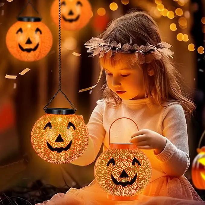 Halloween Solar Hanging Lights Outdoor - Solar Metal Halloween Lantern Decor, Solar Powered Led Waterproof Decorative Round Hanging Light for Garden, Yard, Patio, Pathway, Porch by GreenHaven Gardens