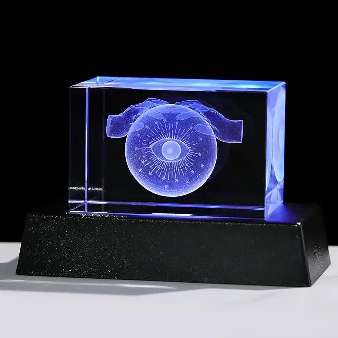 Qianwei 3D Crystal Evil Eye Decor - Evil Eye Light Halloween Witch Figurines Occult Medieval Goth Satanic Home Desk Decor Witchy Gifts Horror Lilith Statue by GreenHaven Gardens