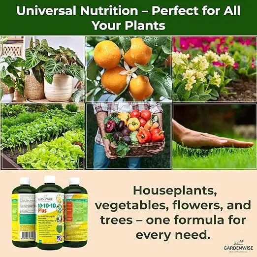 10-10-10 Fertilizer for All Purpose Plants - Liquid Fertilizer with Seaweed Kelp&Iron - Plant Food Outdoor & Indoor Plant Food, Vegetables, Flowers, Lawn & Garden 10 10 10 Fertilizer 1x8oz by GreenHaven Gardens