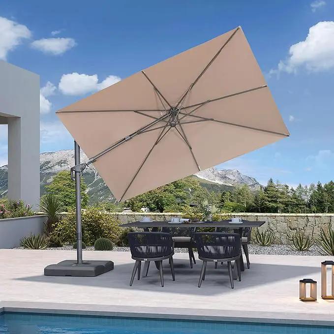 PURPLE LEAF 10' X 6.5' Left-right Tilting Outdoor Patio Umbrella Swivel Offset Cantilever Heavy Duty Rectangle Aluminum Umbrella with UV Resistant for Deck Pool Patio Backyard, Sand Dune by GreenHaven Gardens