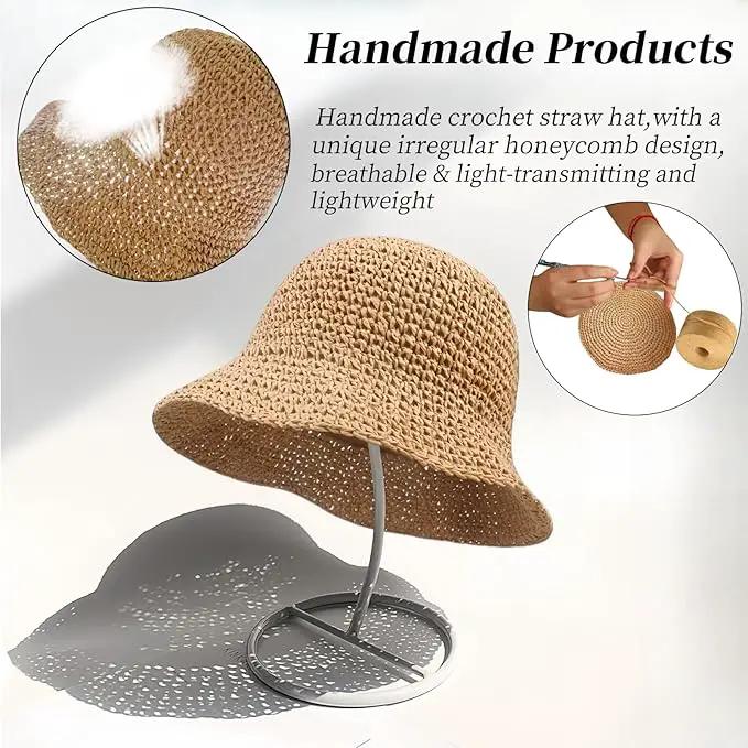 Floppy Big Beach Straw Hats for Women Foldable Summer Wide Brim Packable Sun Hat Womens Travel Straw Fedora Hat by GreenHaven Gardens