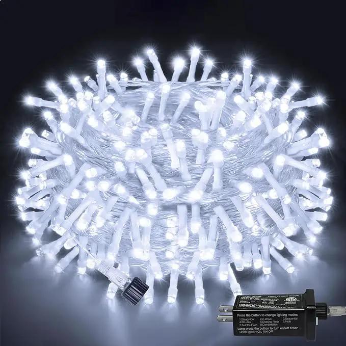 Ollny Outdoor String Lights 200LED 60FT, Cool White Connectable Plug in Fairy Light, 8 Modes Waterproof Timer Christmas Lights for Indoor Outside Bedroom House Party Wedding by GreenHaven Gardens