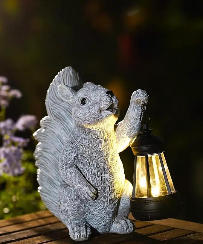 Solar Squirrel Statues for Garden Decor: Outdoor Figurines Sculpture with Lantern for Yard Art Lawn Patio Balcony - Gifts for Mom Grandma by GreenHaven Gardens