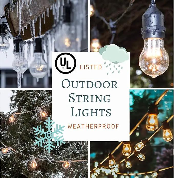 Hometown Evolution, Inc. E26 Commercial String Lights with 16 Gauge Wire (50 Foot 25 Socket, A15 15 Watt Clear Bulbs) by GreenHaven Gardens