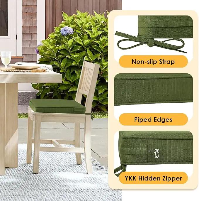 Outdoor Square Corner Seat Cushion, 18.5"x16"x3", Set of 4, Non Slip Seat Cushion Pads with Removable Cover for Patio Furniture, Garden Yard Lawn, Deep Forest Green by GreenHaven Gardens