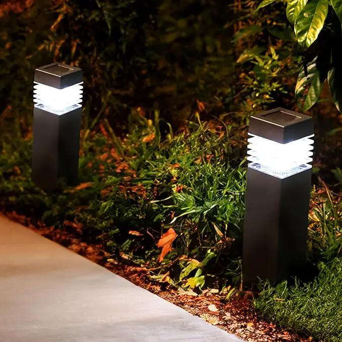 TECHKO Solar Small Bollard Rectangular Pathway Lights – 4-Pack, Dusk-to-Dawn, Weather-Resistant Outdoor LED Lighting by GreenHaven Gardens
