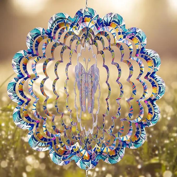 TUOKING Butterfly Wind Spinners Outdoor for Yard and Garden Decor 3D Hanging Wind Sculpture 12 Inch Stainless Steel Wind Spinner Decoration Worth Gift for Women by GreenHaven Gardens