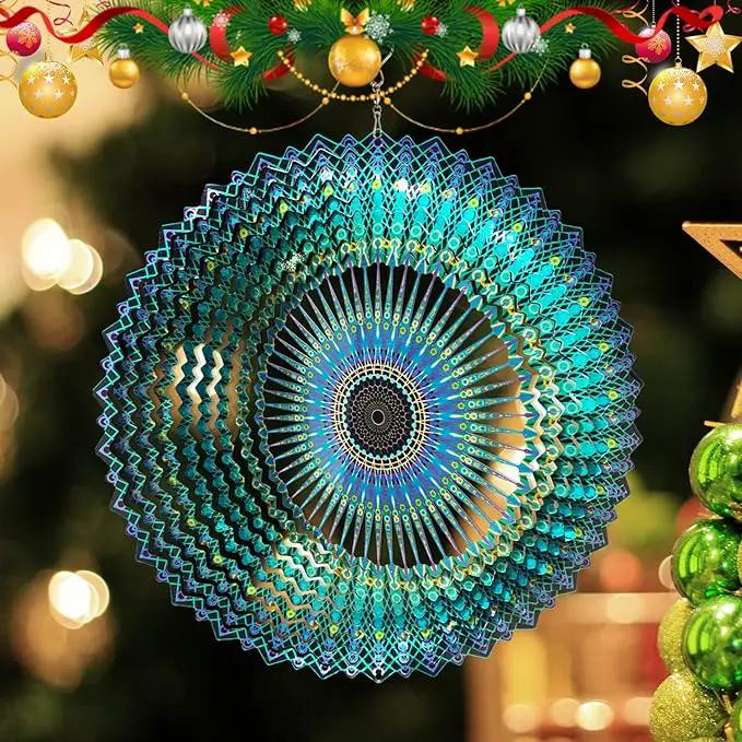 FONMY Wind Spinner Mandala Starry Sky 12 inch 3D Stainless Steel Laser Cut Metal Art Geometric Pattern - Hanging Wind Spinner, Kinetic Yard Art Decorations - Indoor/Outdoor Décor by GreenHaven Gardens