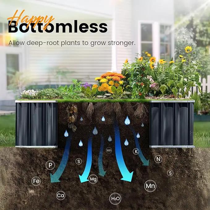 KING BIRD Galvanized Raised Garden Bed with 2 Installation Methods for DIY, 101" x 36" x 18" Heightened Planter Kit Box Outdoor for Deep-Rooted Vegetables, Flowers, Green by GreenHaven Gardens
