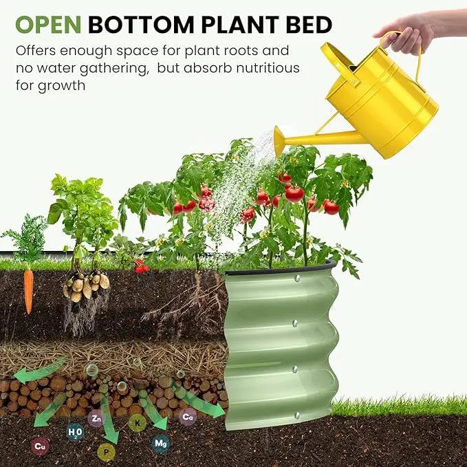 2pcs 2x2x1 FT Galvanized Raised Garden Bed Kit, Round Raised Garden Beds Outdoor Raised Beds for Gardening, Planter Boxs for Vegetables Flower Herb(Pearl White & Sage Green) by GreenHaven Gardens