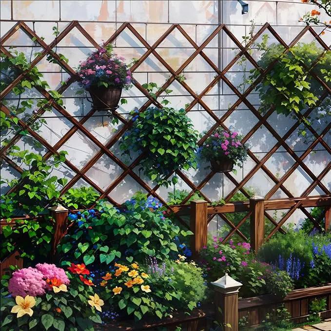 2PCS Expandable Garden Trellis, 38" x 89" Large Wooden Lattice Fence Wall Panel Stretchable Decorative Fences Lattice Trellis for Climbing Plants Outdoor Ivy Vine Rose Clematis Garden Patio Room Decor by GreenHaven Gardens