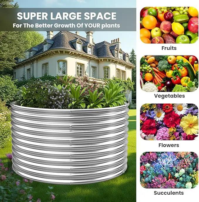 2 Pack 22x22 inch Tall Round Galvanized Raised Garden Bed Outdoor,Metal Garden Bed for Vegetables,Steel Raised Beds for Gardening,Above Ground Garden Box for Flower by GreenHaven Gardens