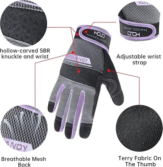 HANDLANDY Women Safety Work Gloves Utility Touch Screen Working Grip Glove for Yardwork Gardening Breathable Mechanic Gloves by GreenHaven Gardens