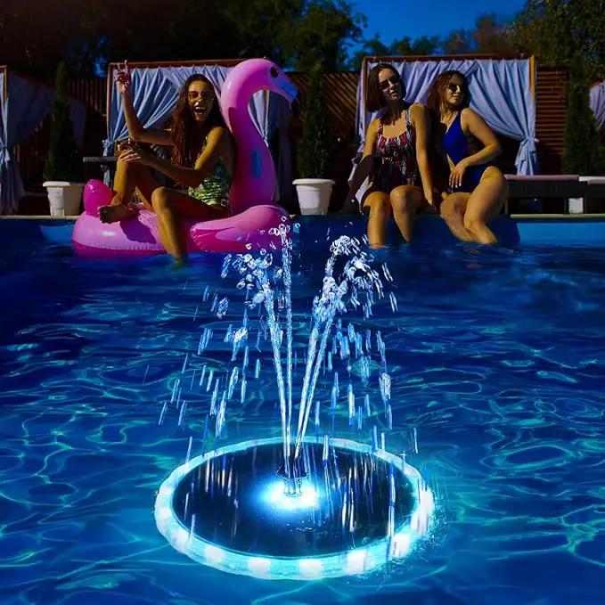 SZMP Solar Fountain, 4W Solar Powered Bird Bath Fountains with 4000 Battery, Color LED Lights, Outdoor Water Feature Fountain Pump with 7 Nozzle and 4 Fixers for Garden, Patio, Pond, and Pool by GreenHaven Gardens