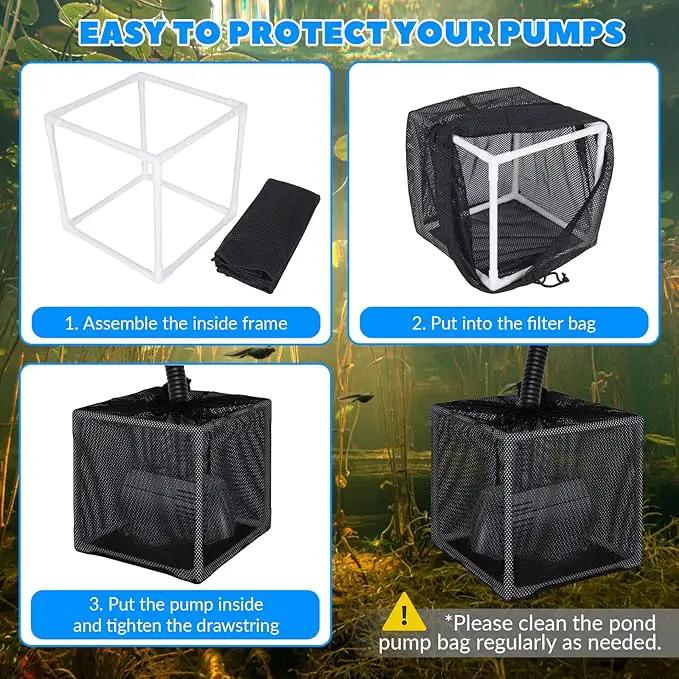 Pond Filter Box, Anti-Clogging Pond Filters for Outdoor Ponds Nylon Media Mesh Water Pump Cover Barrier Bag with Drawstring, Pond Pump Filter Bag (10 Inch) by GreenHaven Gardens