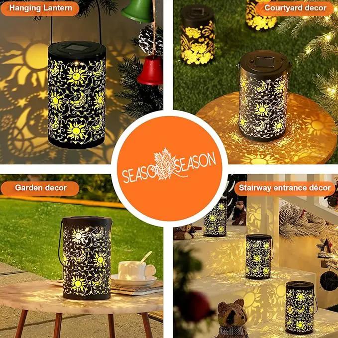Solar Lanterns Outdoor Hanging Waterproof Metal Sun Moon Star Pattern Lanterns for Garden Patio Yard Lawn Front Porch Decor as Birthday Gifts for Mom Grandma Women by GreenHaven Gardens