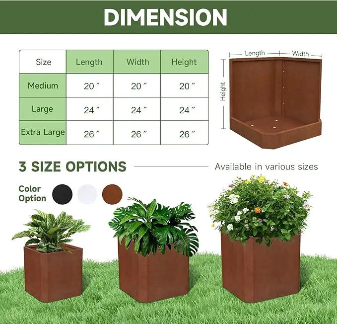 Corten Steel Planter Box-20"x20"x20"-Large Square Planter Matel -Outdoor Indoor- Heavy Duty Rustic Tall Planter Flower Pot Commercial Residential for Patio Porch Deck Home Backyard by GreenHaven Gardens