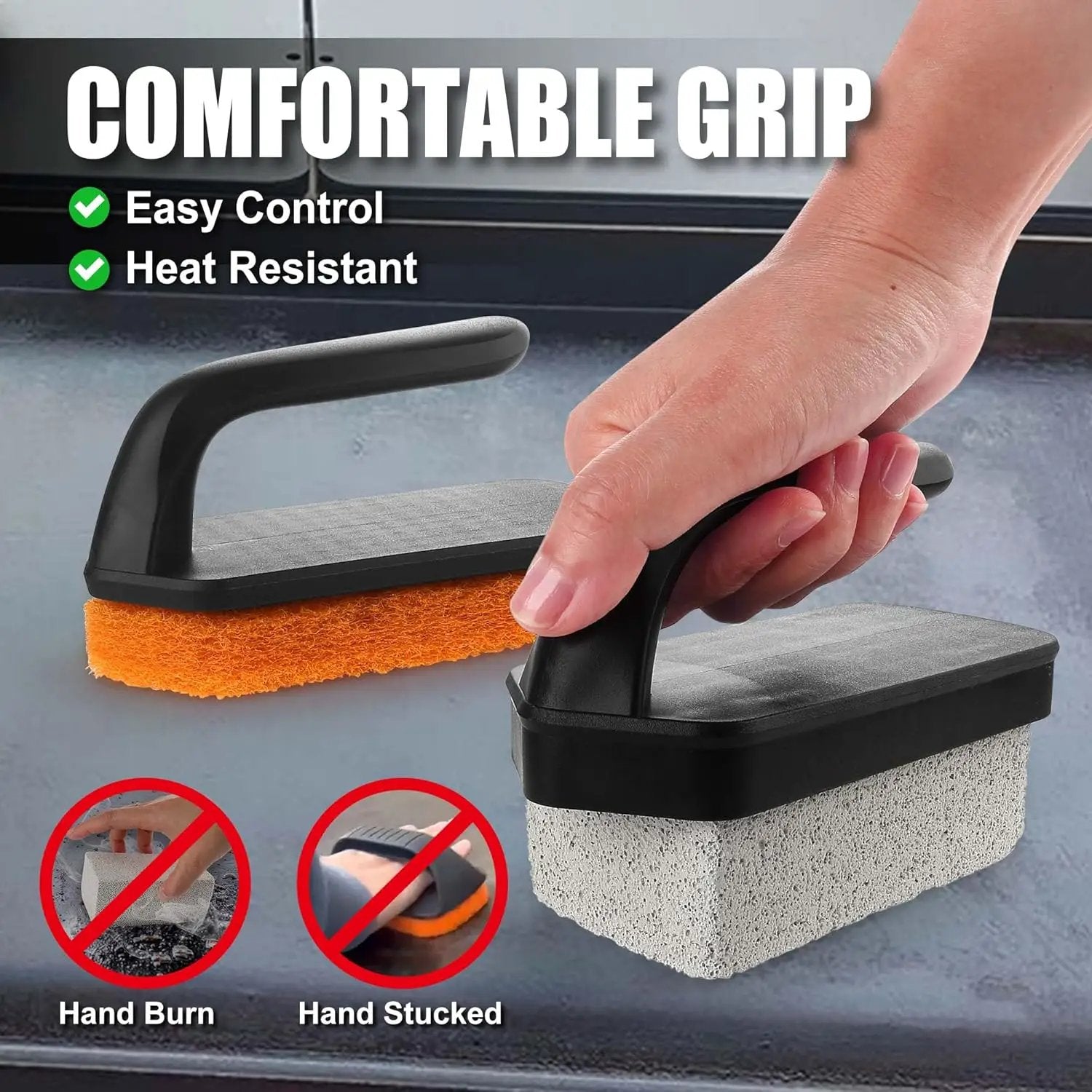 GRILLART Griddle Cleaning Kit for Blackstone, Flat Top Grill Cleaning Kit with Grill Stone, Griddle Scraper, Scouring Pad and Handles, Multifunctional Griddle Accessories for Rusty Grills, Orange by GreenHaven Gardens