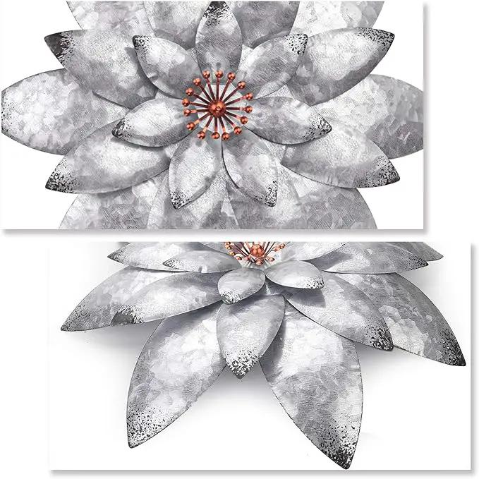 EASICUTI Bohemian Galvanized Metal Flower Wall Decor Metal Wall Art Decorations Hanging For Indoor Outdoor Home Bathroom Kitchen Dining Room Bedroom Living Room Or Wall Sculptures 12 Inch by GreenHaven Gardens