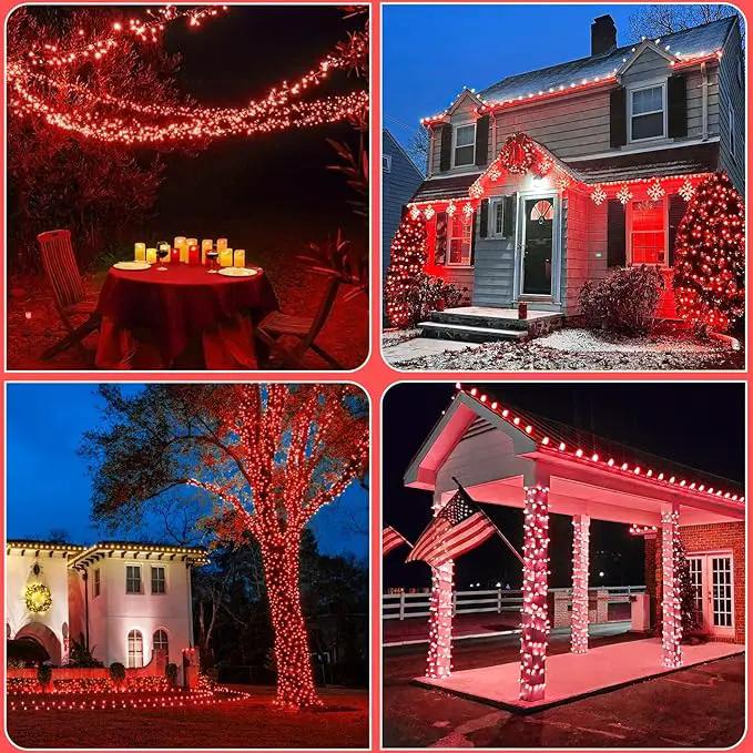 2 Pack Solar String Lights for Outside, Each 79Ft 240 LED Solar Lights Outdoor, 8 Modes Waterproof Solar Powered Fairy Twinkle Light for Backyard Patio Tree Party Garden Decoration, Red by GreenHaven Gardens