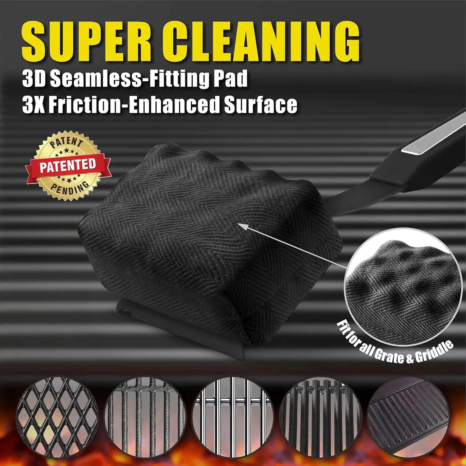 GRILLART Grill Brush Bristle Free, Replaceable BBQ Cleaning Pad (No Handle), Safe Replacement Cleaning Pad/Head for Cast Iron/Stainless Steel Grates - Dark Black by GreenHaven Gardens