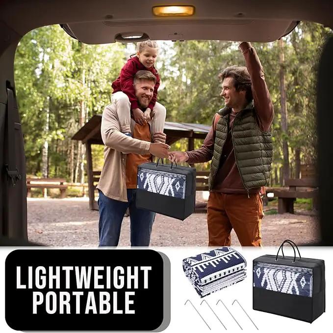 OLANLY Outdoor Rug Waterproof 6x9 ft, Reversible Outdoor Plastic Straw Rug, Boho Patio Rug, Indoor Outdoor Carpet, RV Mat Outside for Patio, Camp, Picnic, Balcony, Deck, Backyard, Navy & White by GreenHaven Gardens