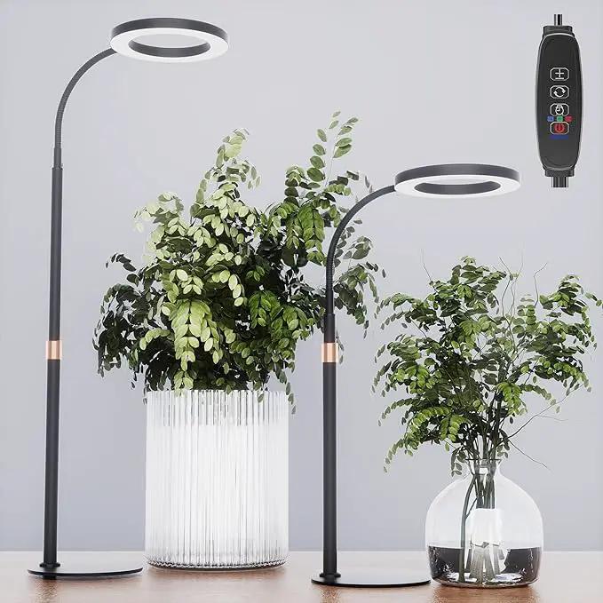 bseah Grow Light, Plant Light for Indoor Plants 2 Pack, Full Spectrum Desk Grow Lamp with Pedestal, Automatic Timer for 3H/9H/12H, 10 Dimmable Levels, Height Adjustable by GreenHaven Gardens