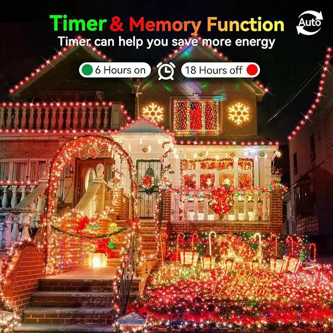 Hezbjiti 2 Pack 1000 LED 403 FT Christmas String Lights Outdoor, 8 Lighting Modes IP44 Waterproof Fairy Lights with Timer and Dimmable Function for Party Tree Decorations (Red, Clear Wire) by GreenHaven Gardens