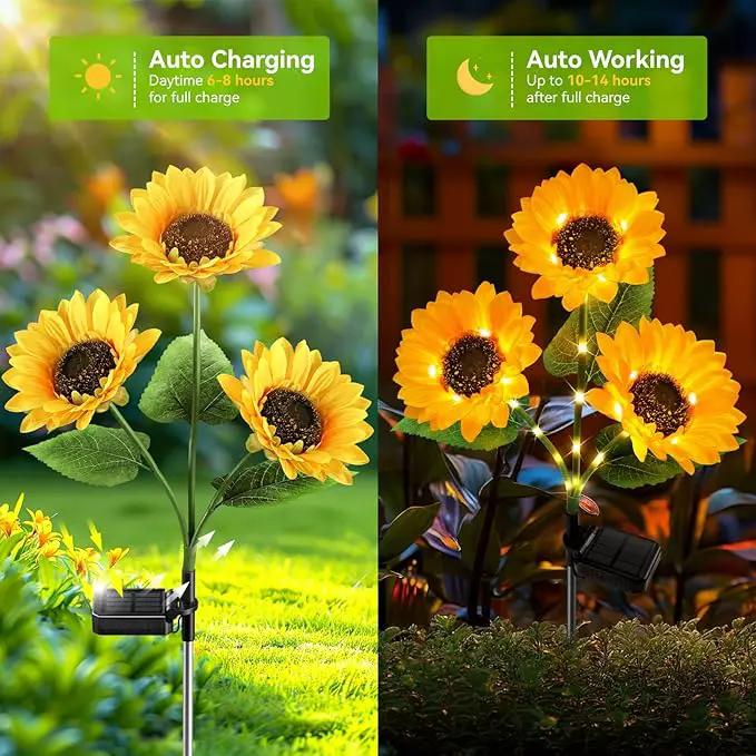 KOOPER Solar Lights Outdoor Garden Decor - Upgraded 3 Pack with 9 Sunflower Lights, Waterproof Solar Outdoor Lights Auto ON/Off Solar Decorative Lights for Garden, Patio, Backyard by GreenHaven Gardens