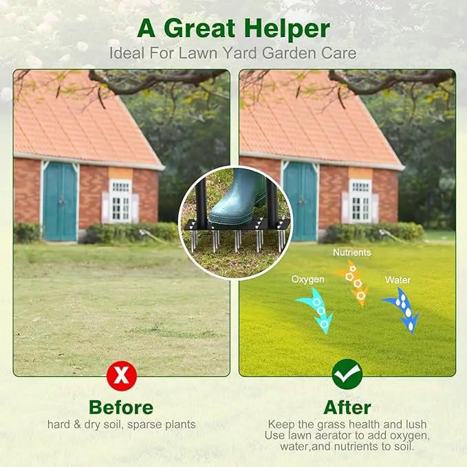 Lawn Aerator Tool - Grass & Soil Aerator for Lawn & Yard Care, Durable Manual Lawn Aerator for Healthy Grass, Compact Soil & Easy-to-Use Spike Plug Aerator by GreenHaven Gardens