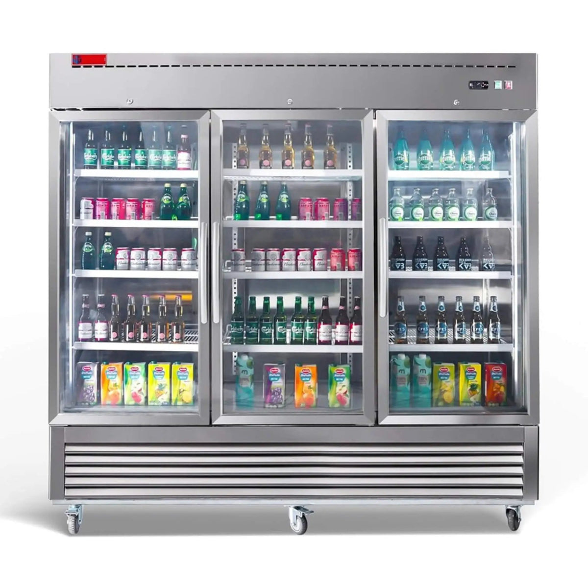 82-Inch Commercial Stainless Steel Upright Display 3 Section Merchandiser Refrigerator (SAK15724) by SAKSBY WHOLESALE