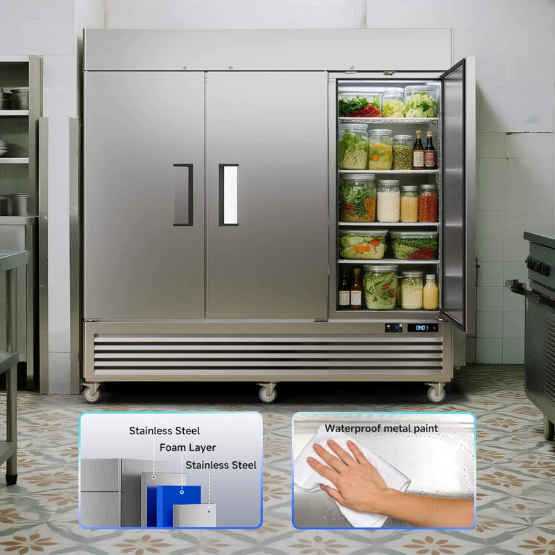 82-Inch Commercial 72 Cu.Ft 3-Door WiFi Refrigerator With Smart App Control (SAK58320) by SAKSBY WHOLESALE