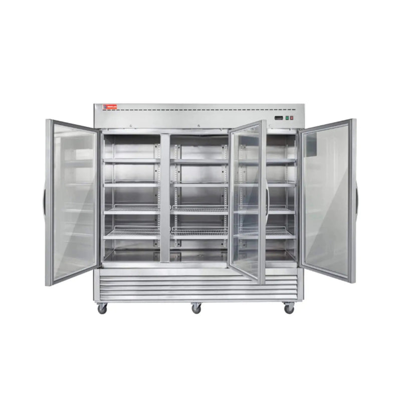 82-Inch Commercial Stainless Steel Upright Display 3 Section Merchandiser Refrigerator (SAK15724) by SAKSBY WHOLESALE