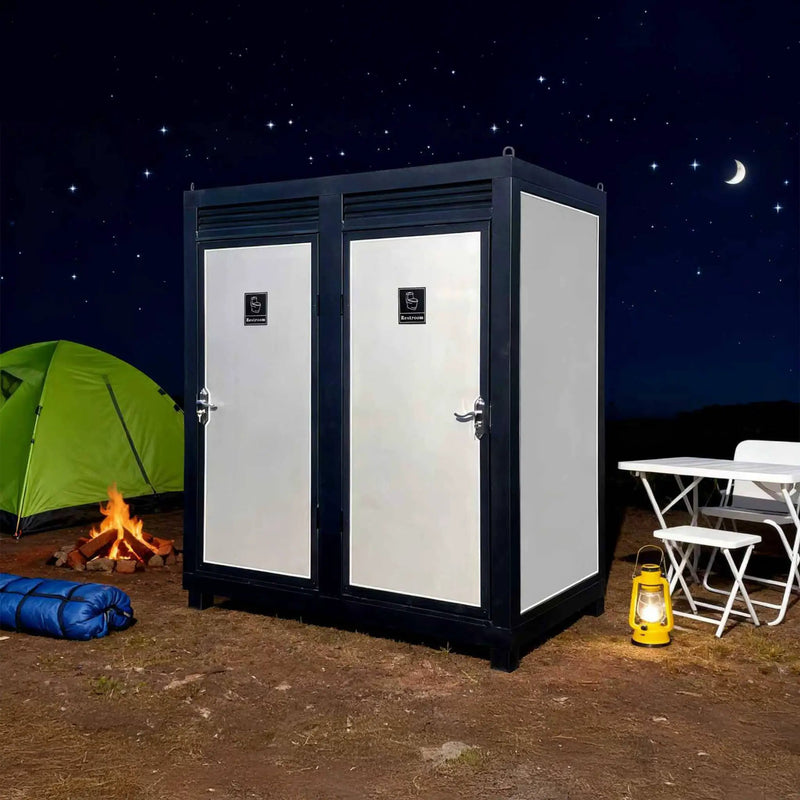 82-Inch Two-Person Portable Outdoor Toilet Cabin With Light, Sink And Fan (SAK50123) by SAKSBY WHOLESALE