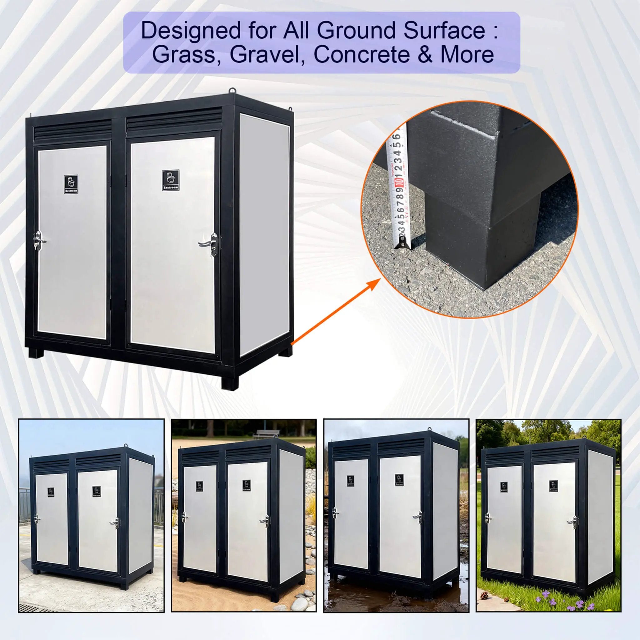 82-Inch Two-Person Portable Outdoor Toilet Cabin With Light, Sink And Fan (SAK50123) by SAKSBY WHOLESALE