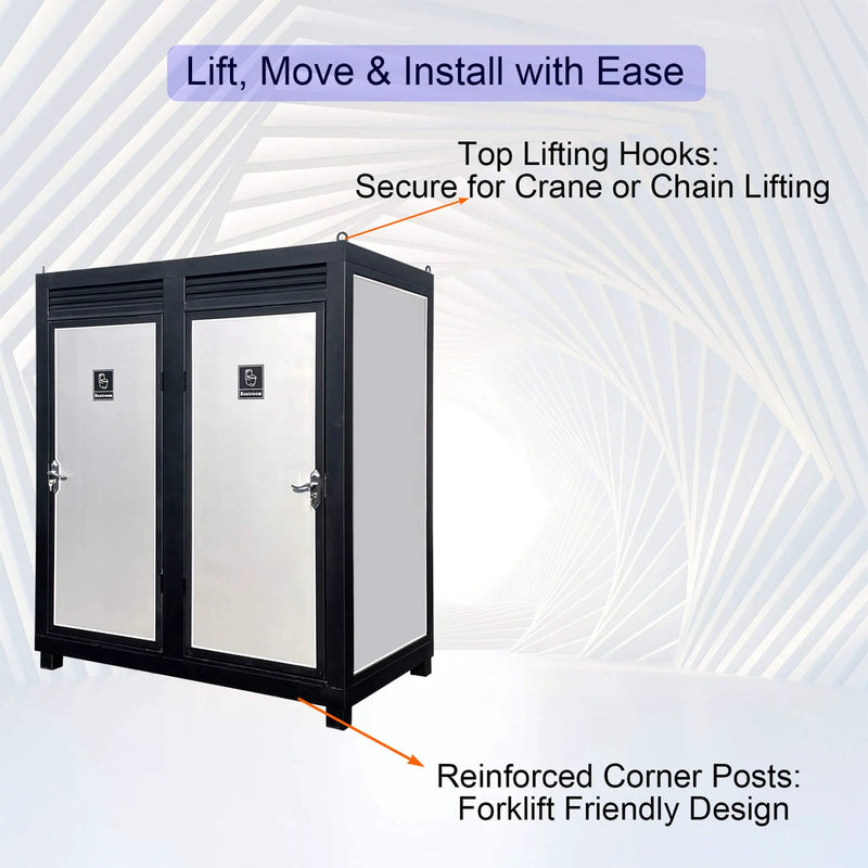 82-Inch Two-Person Portable Outdoor Toilet Cabin With Light, Sink And Fan (SAK50123) by SAKSBY WHOLESALE