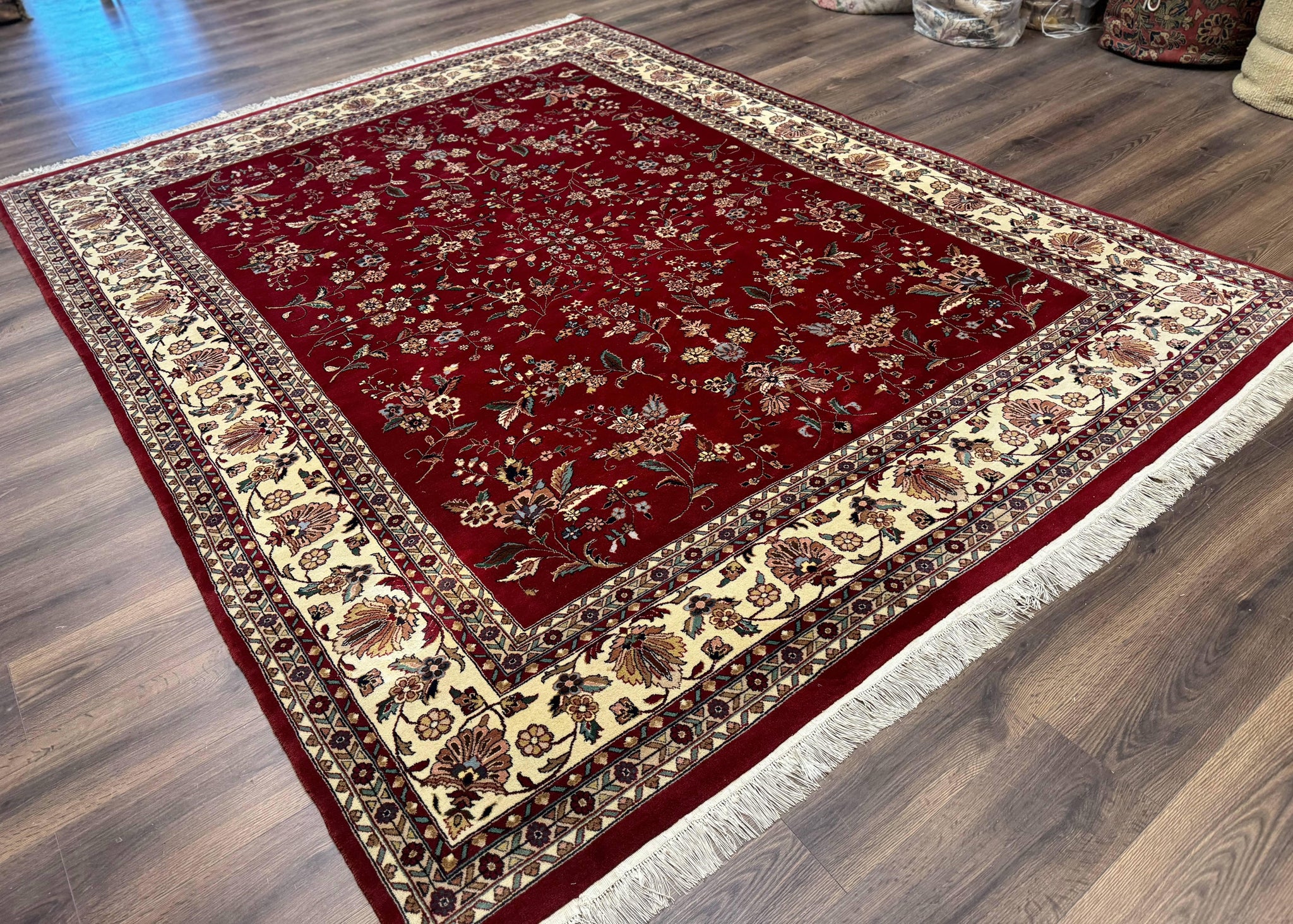Indo Persian Rug 8x10, Red and Cream, Floral, Pande Cameron by Jewel Rugs